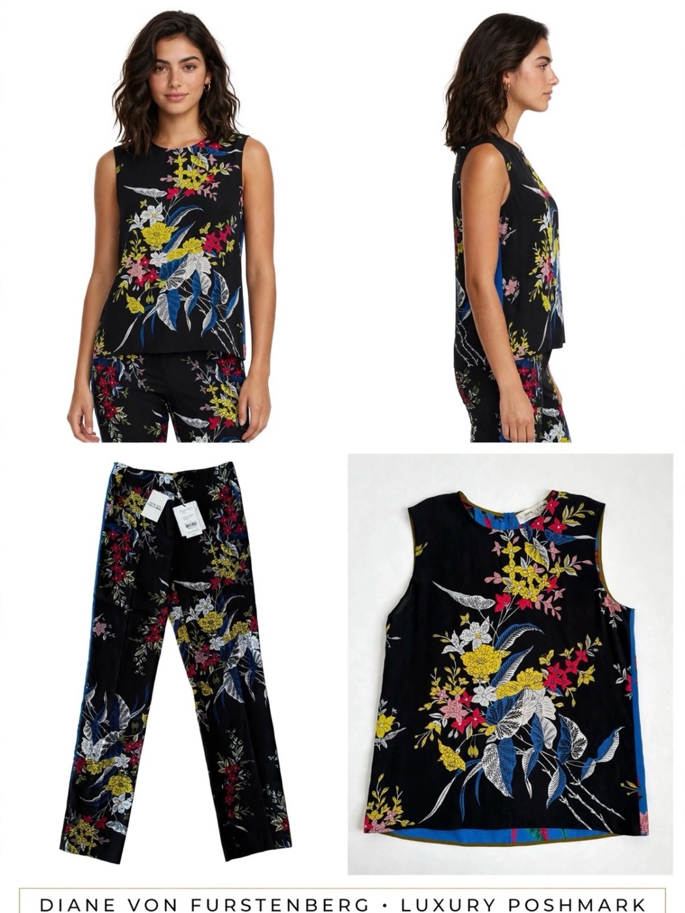 DIANE VON FURSTENBERG LUXURY 2-PIECE SET - NWT T 4 - Pant Tuxedo stripe style
